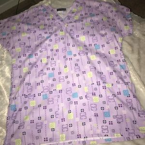 Purple nurses scrub top.
